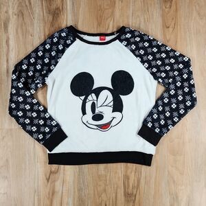 💜Disney White & Black Minnie Mouse Fleece Sweatshirt Medium